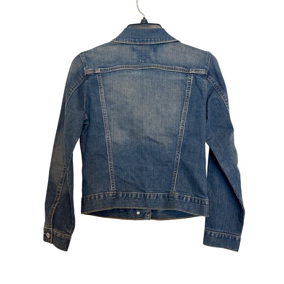 Gap Denim Stretch Jacket Women XS Dark Wash Blue Casual Button Front - Picture 5 of 5